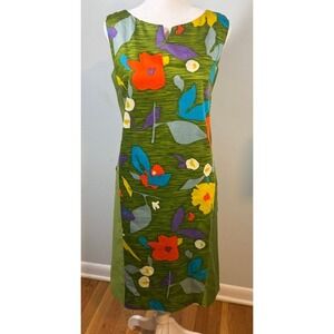 Sun Fashions of Hawaii 60s Hawaiian Floral Shift Dress Vintage Green AS-IS